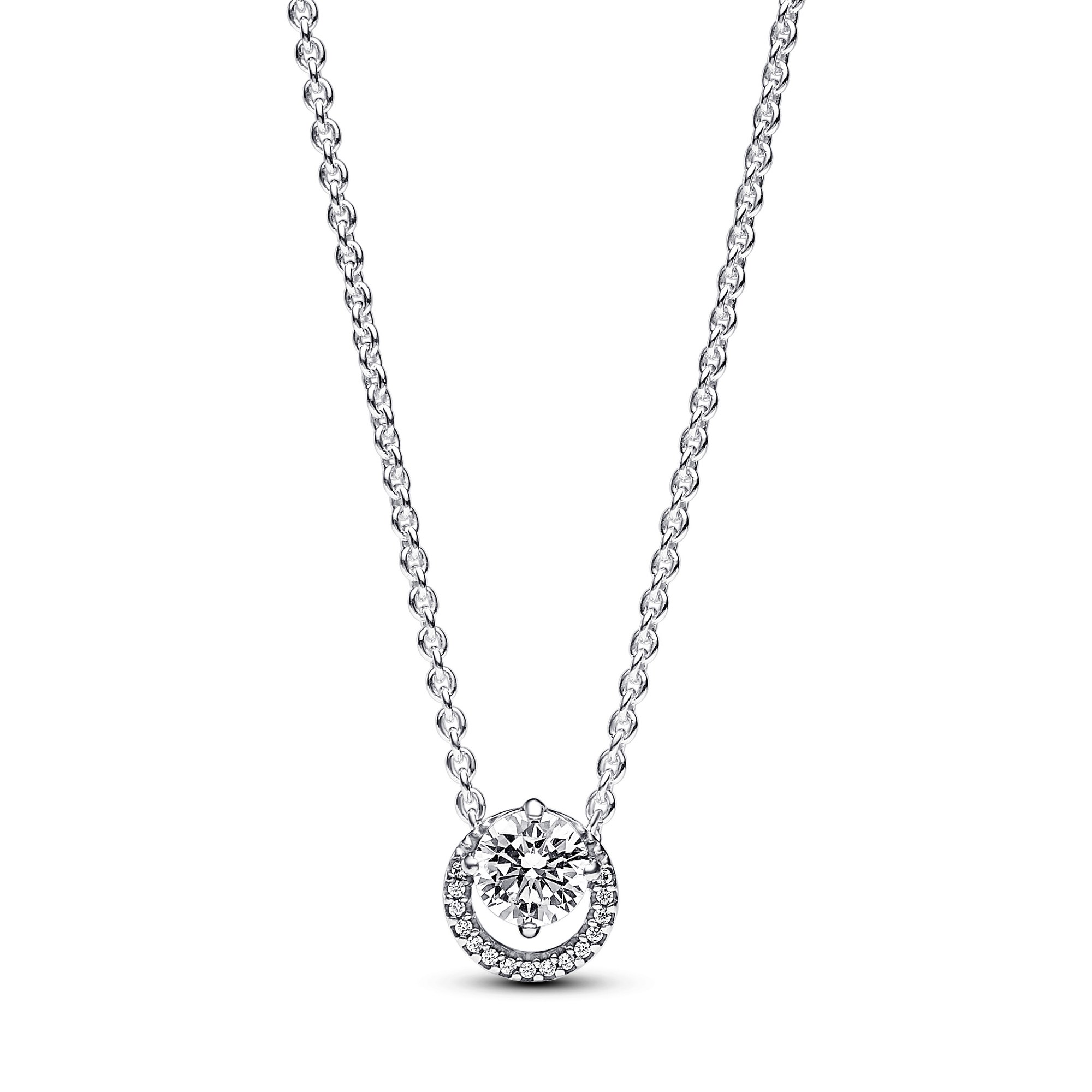 Pandora Funkelnder Runder Strahlenkranz Collier-Halskette - Silber - Zirkonia klar - 45 cm