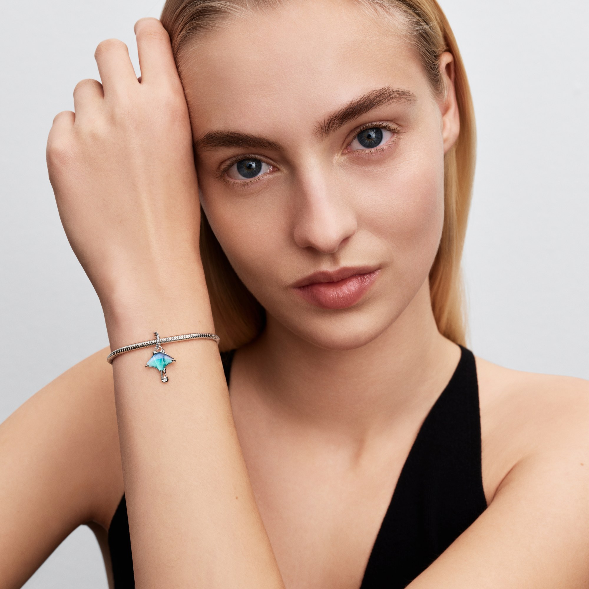 Pandora Mantarochen Charm-Anhänger - Silber - Steinmix Murano Glas Blau – Ansicht 5