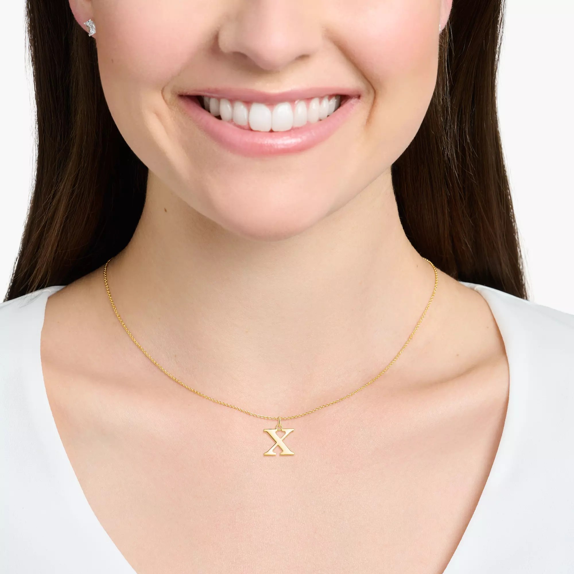 Thomas Sabo Buchstaben Initialen Kette - X - Silber verg. Gelbgold 38-45 cm – Ansicht 2