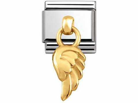 403180006-0 Edelstahl und Gold 750 Anhänger von Nomination mit einem kunstvoll gestalteten Flügel, ideal für die Kombination mit Classic Charms.