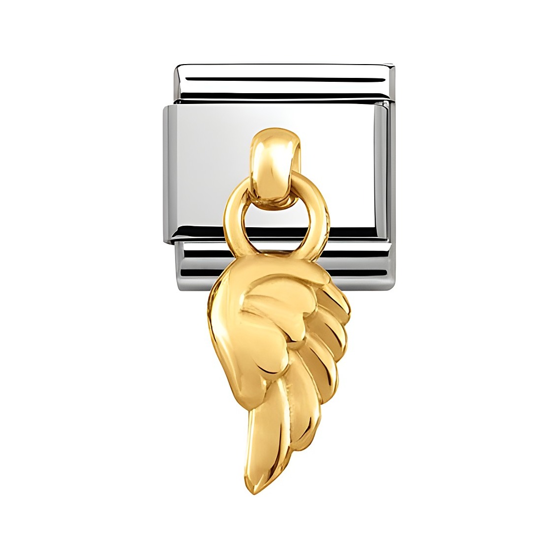 Edelstahl und Gold 750 Anhänger von Nomination mit einem kunstvoll gestalteten Flügel, ideal für die Kombination mit Classic Charms.
