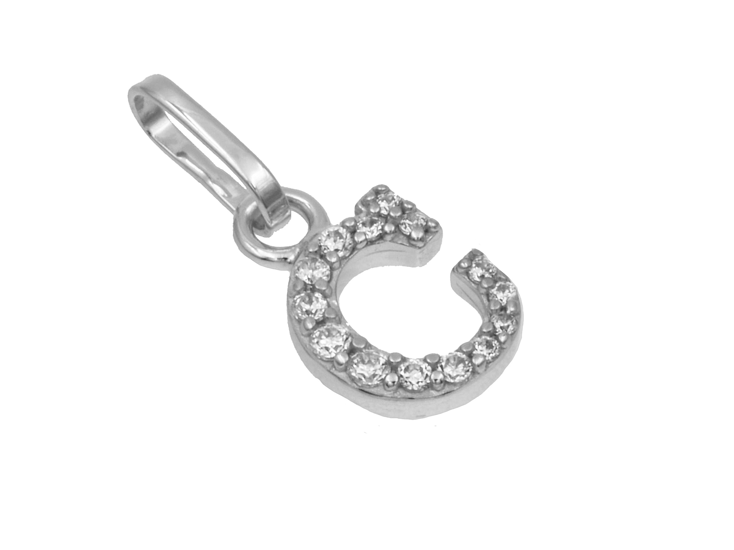 Buchstaben Anhänger C aus rhodiniertem Sterlingsilber mit Zirkonia, hergestellt von Juwelier Harnisch, eleganter und stilvoller Schmuck für jeden Anlass.