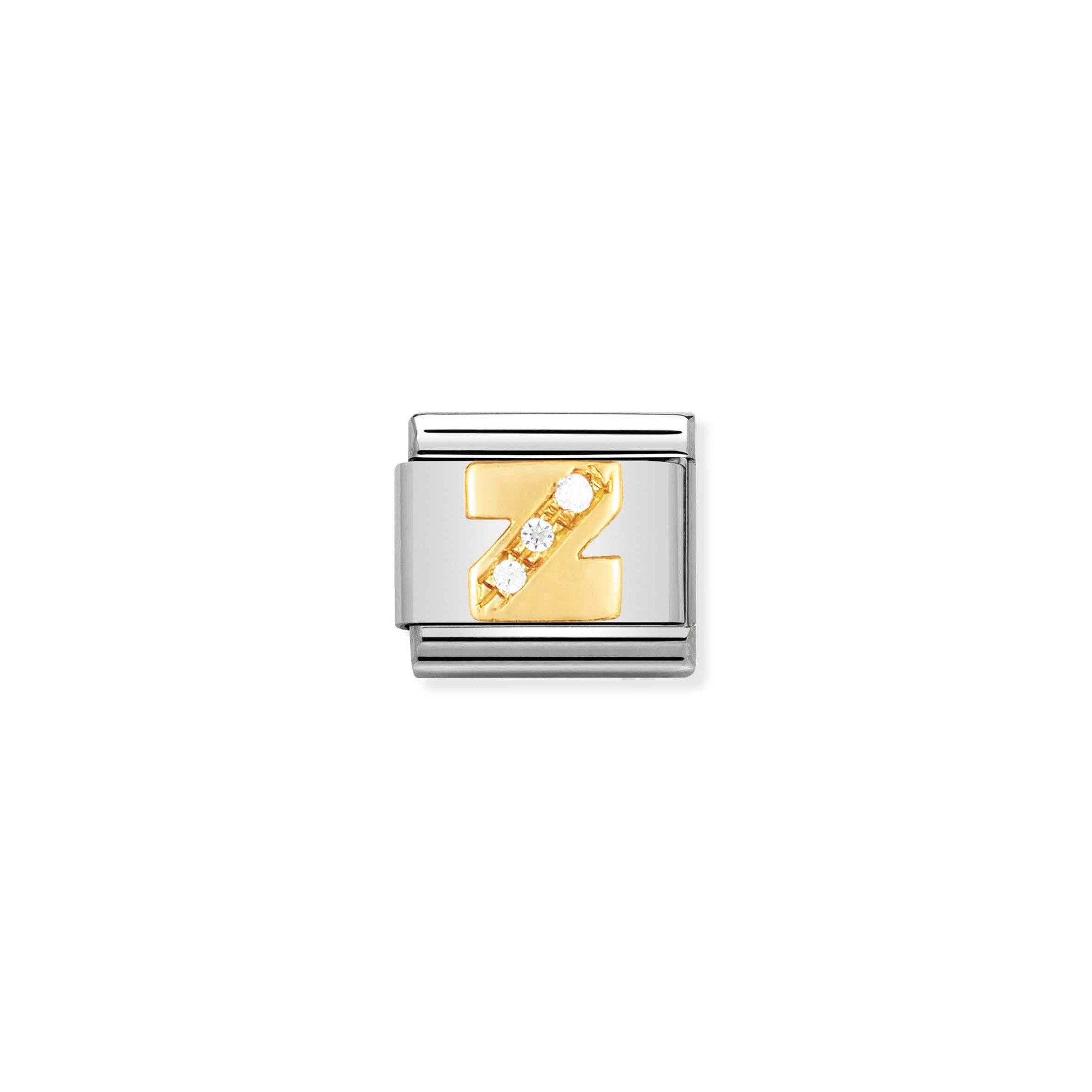 Nomination Composable Classic Charm Buchstabe Z - Edelstahl, Gold 750 Gelbgold, Zirkonia
