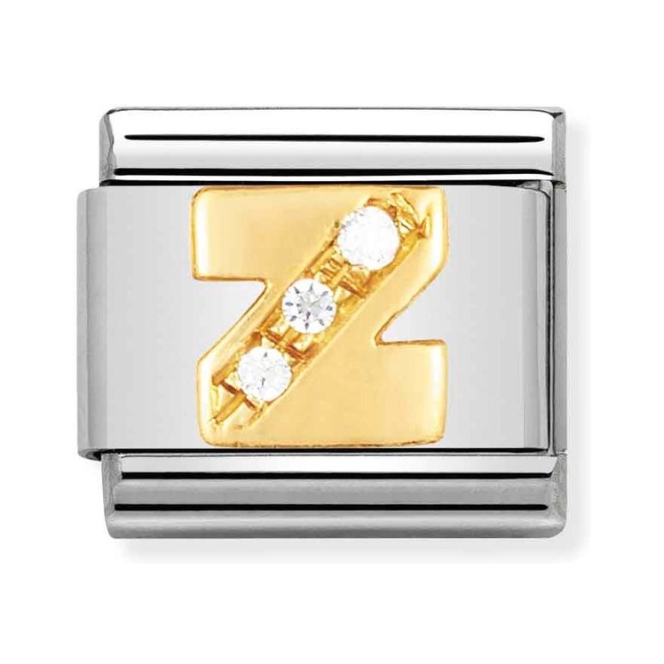 Nomination Composable Classic Charm Buchstabe Z - Edelstahl, Gold 750 Gelbgold, Zirkonia