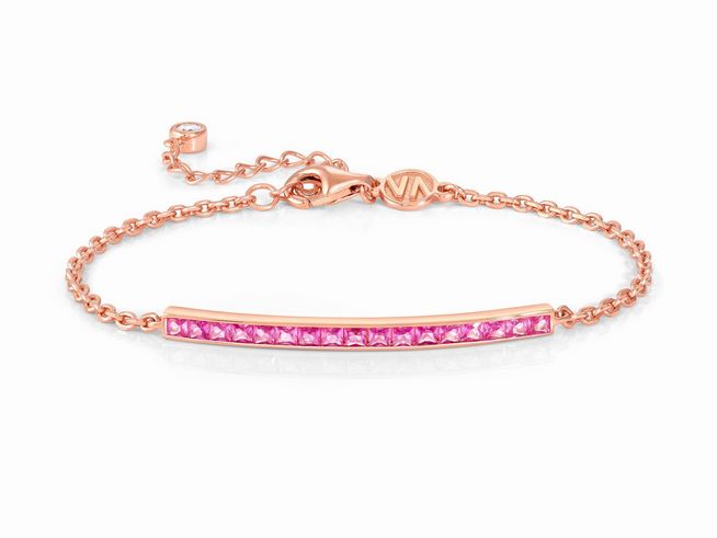 Armband von Nomination Carismatica in Roségold vergoldet mit Zirkonia in Fuchsia, verstellbar von 15 bis 19 cm, elegantes Design für einen stilvollen Look.