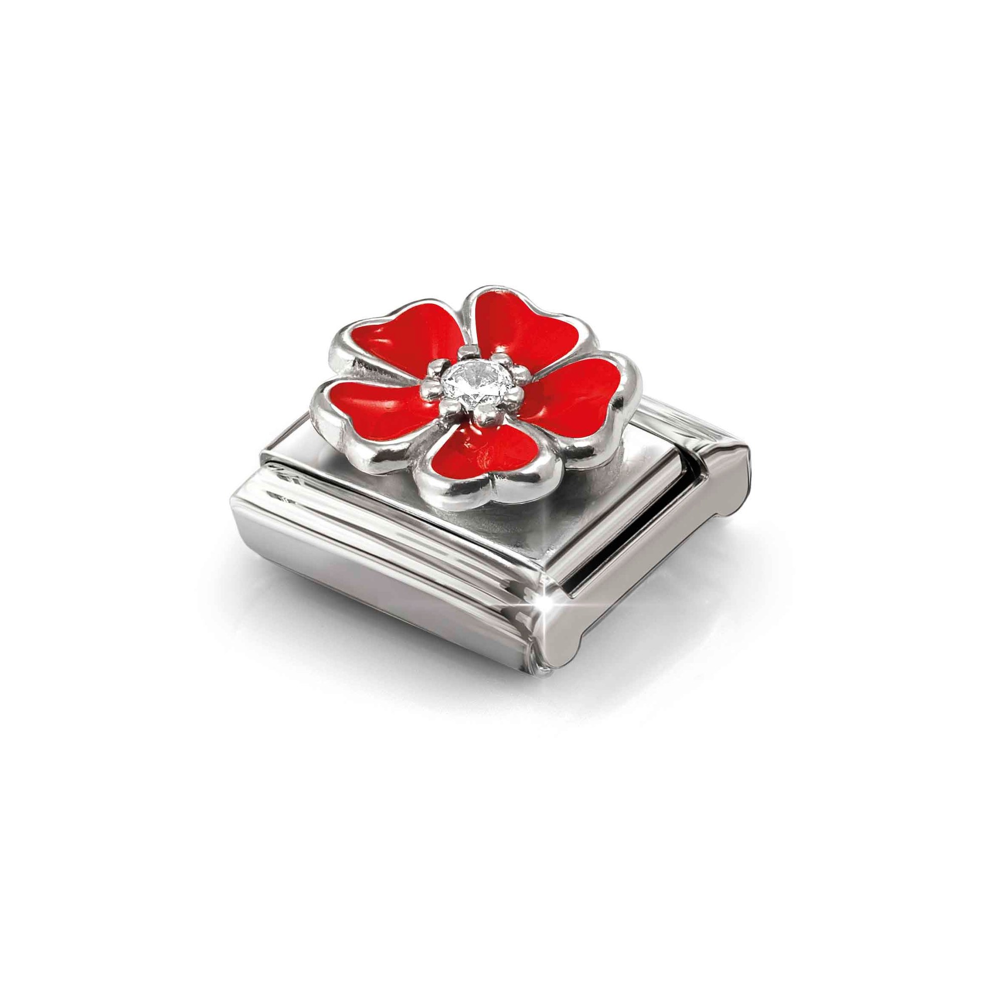 Nomination Composable Classic Charm Blüte rot-weiß - Edelstahl, Sterling Silber, Emaille, Zirkonia – Ansicht 4
