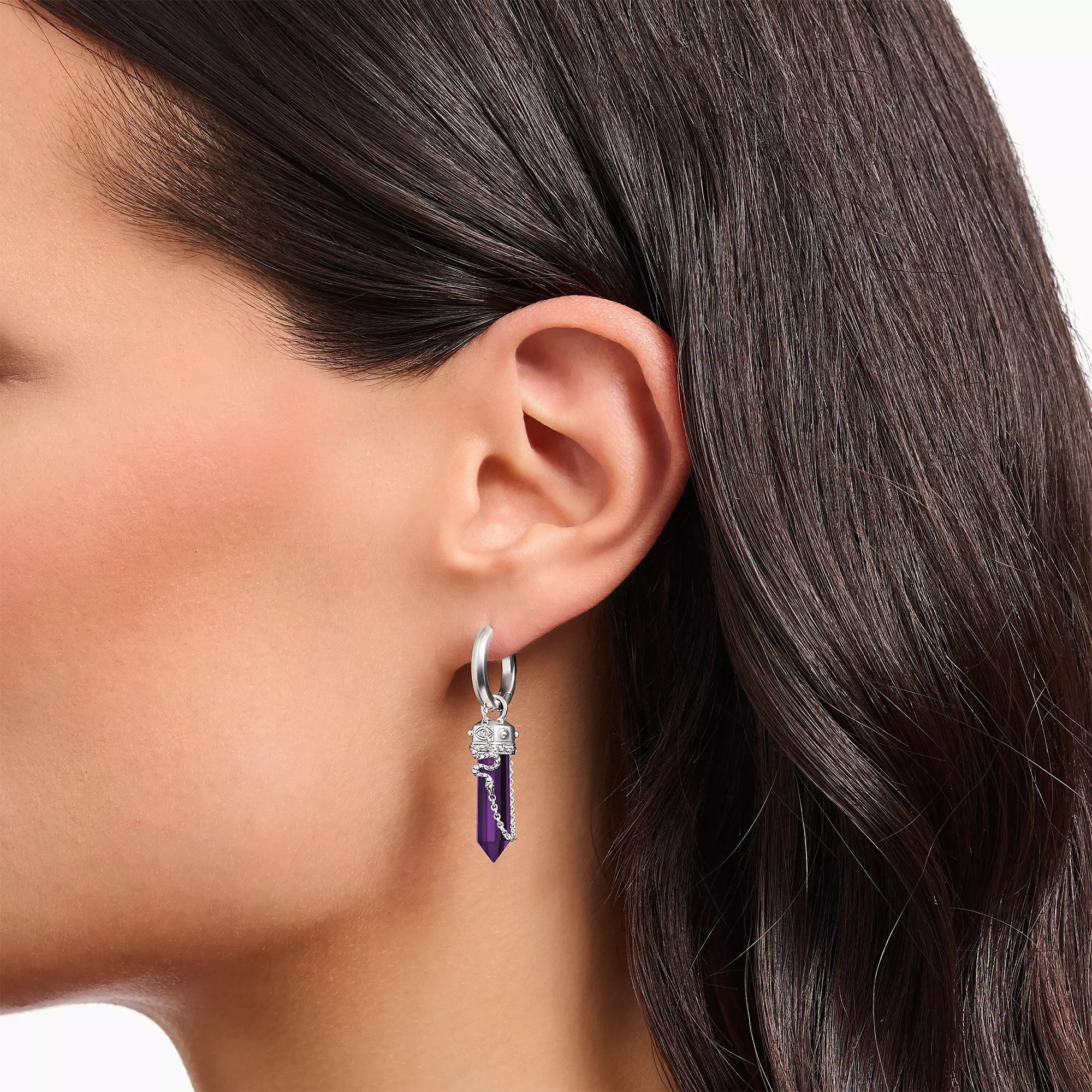 Thomas Sabo Creolen - Silber geschw. & Zirkonia - Violett - Pendel – Ansicht 2
