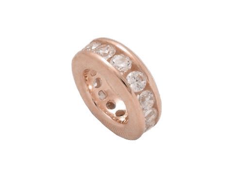 Süßer filigraner Memorie Taufring aus 925 Sterling Silber, rosé vergoldet, mit funkelnden Zirkonia-Steinen, hergestellt von Juwelier Harnisch, ideal als besondere Erinnerung.