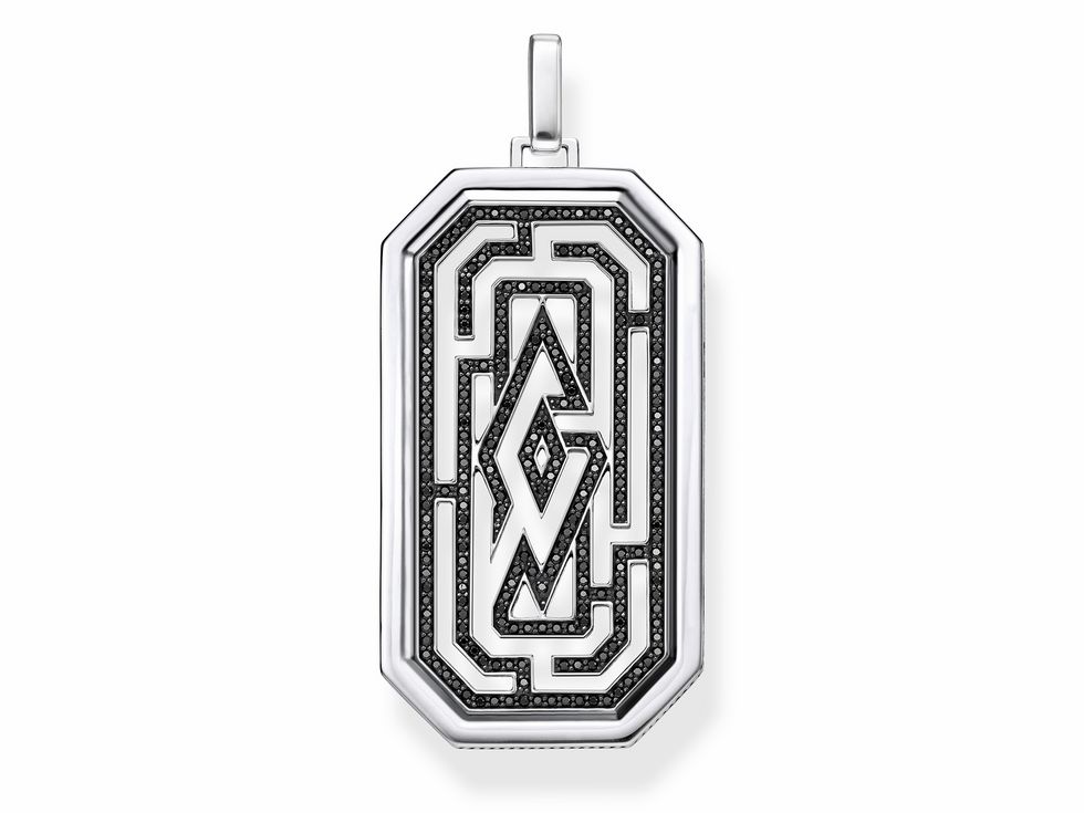 Thomas Sabo Anhänger PE866-643-11 Labyrinth aus Sterling Silber mit schwarzem Zirkonia, rechteckiges Design mit geometrischem Muster und glänzender Oberfläche, elegant und modern.