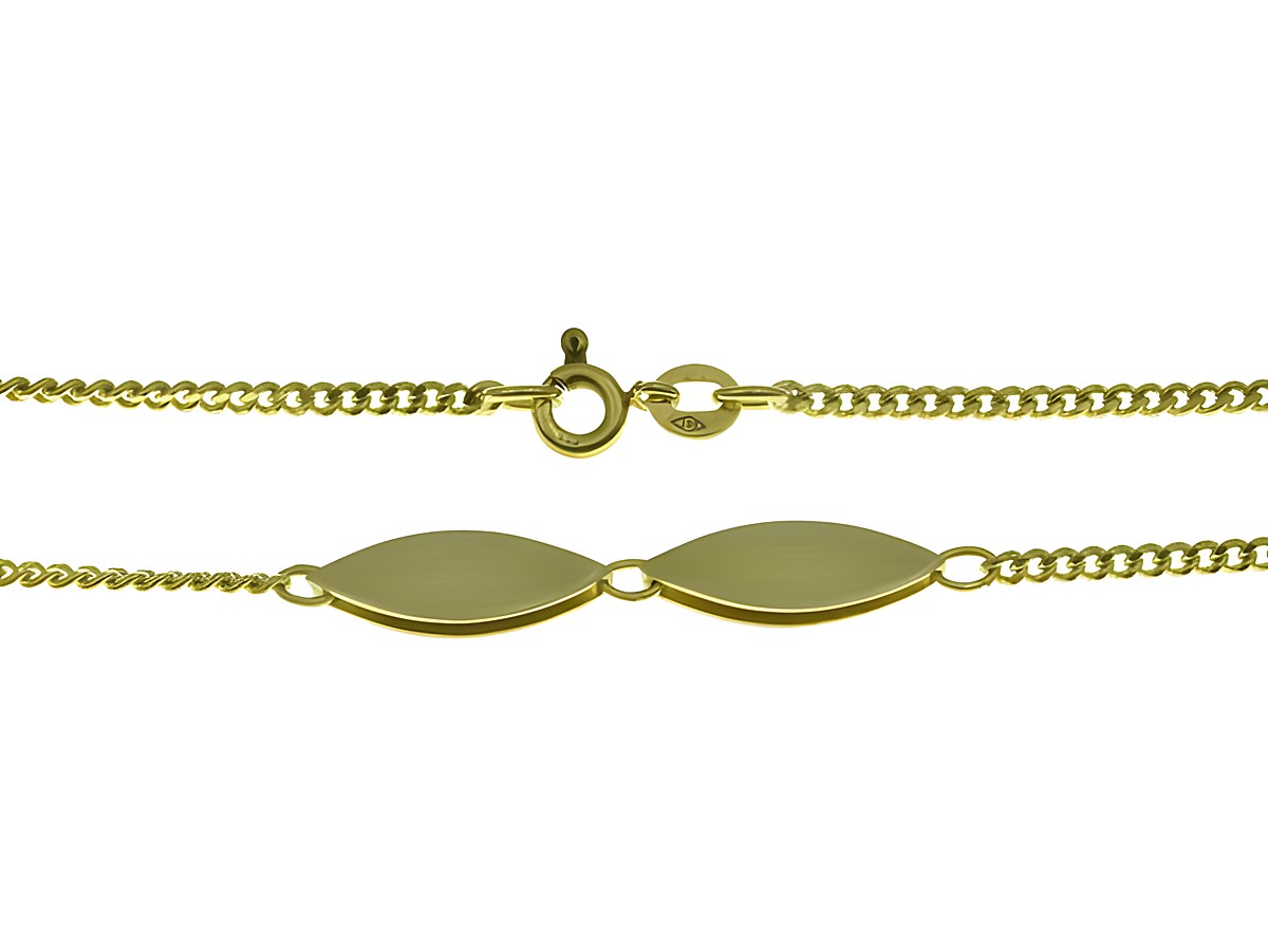 Armband aus Gelbgold 333 mit einer Länge von 18,5 cm, featuring einen ellipsenförmigen Mittelteil, Hersteller Juwelier Harnisch, Gold 333.