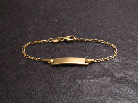 Armband mit Gravurplatte in Gold, Länge 14 cm, FIGARO-Design, vom Hersteller Juwelier Harnisch, ideal für individuelle Gravuren.
