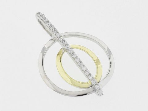 Kreisdesign Silber Anhänger modern mit rhodinierten Oberflächen und Zirkonia-Steinen, Hersteller Juwelier Harnisch, elegantes Schmuckstück mit stilvollem Akzent.
