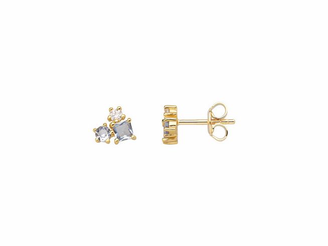 Xenox Sterling Silber Ohrringe XS2357G SPLASH in Gelbgold Vergoldung mit funkelnden Steinen, elegant und zeitlos, idealer Ohrschmuck für besondere Anlässe.