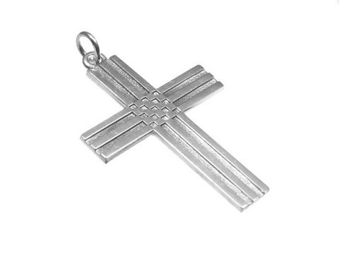 Schach Kreuz Silber Anhänger mit feinem Muster von Juwelier Harnisch, ideal als Geschenkidee, schlicht und elegant, perfekt für besondere Anlässe und persönliche Geschenke.