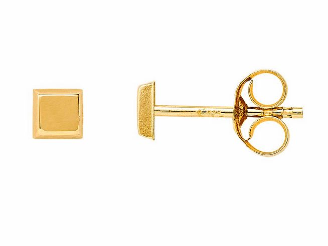 Echt Gold Ohrstecker von Xenox in Gelbgold 585, poliert und quadratisch mit klassischen Verschlüssen, idealer Ohrschmuck für elegante Anlässe.