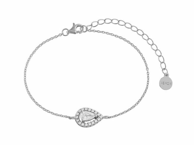 Xenox Sterling Silber Armband XS6078 in einer eleganten Karreekette, 15-20 cm, mit einem tropfenförmigen Anhänger und funkelnden Details, perfekt für den modernen Schmuckliebhaber.