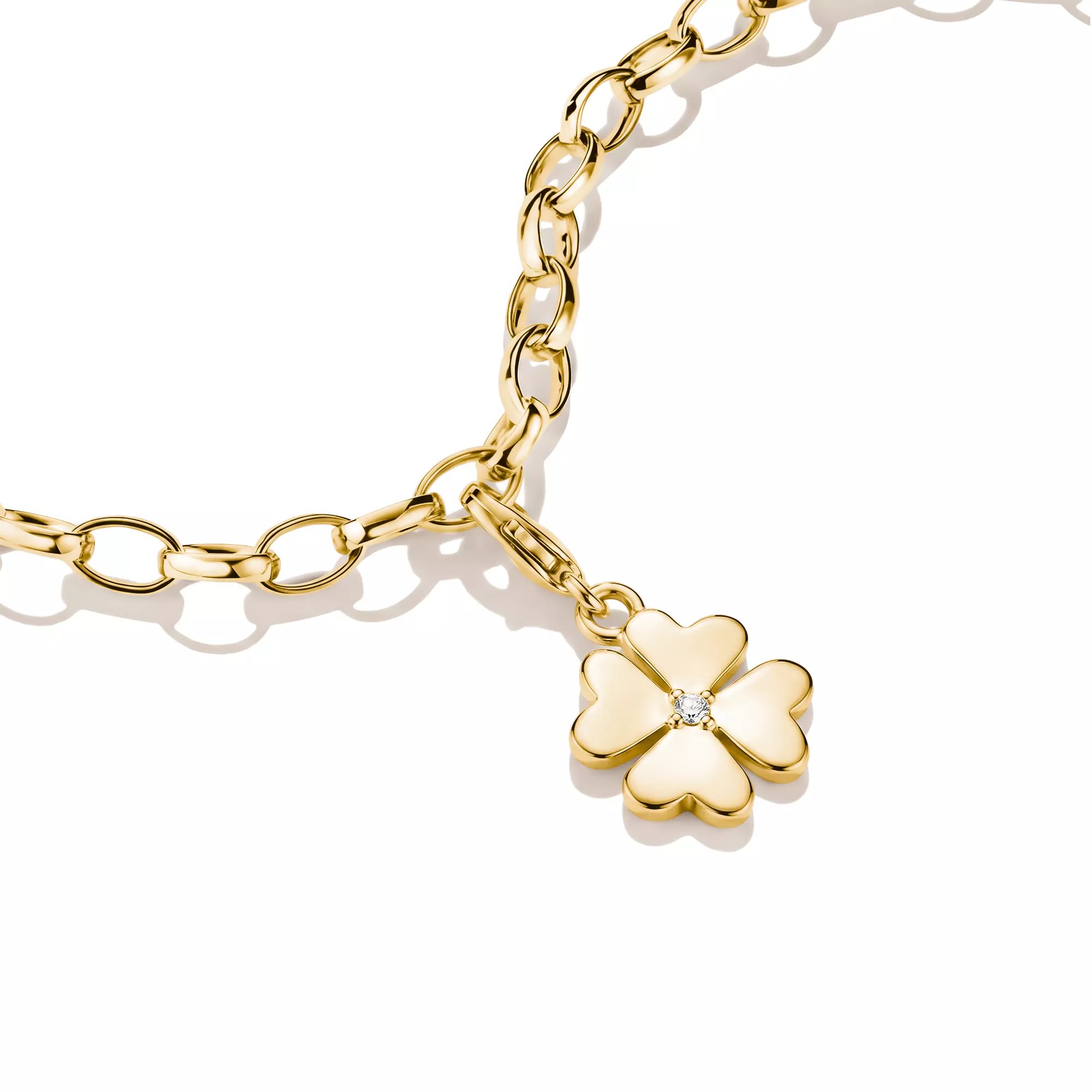 Thomas Sabo Charm Kleeblatt - 18k Gelbgold Vergoldung - Zirkonia – Ansicht 2