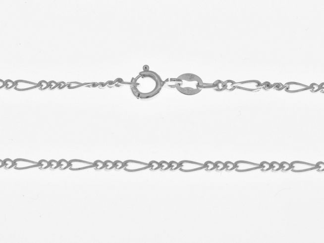 Silberkette aus Sterling Silber in Figarokettenmuster, Maße 2,1 x 1,1 mm, Länge 60 cm, gefertigt vom Juwelier Harnisch, mit einem hochwertigen Verschluss, geeignet für weitere Kettenmuster.