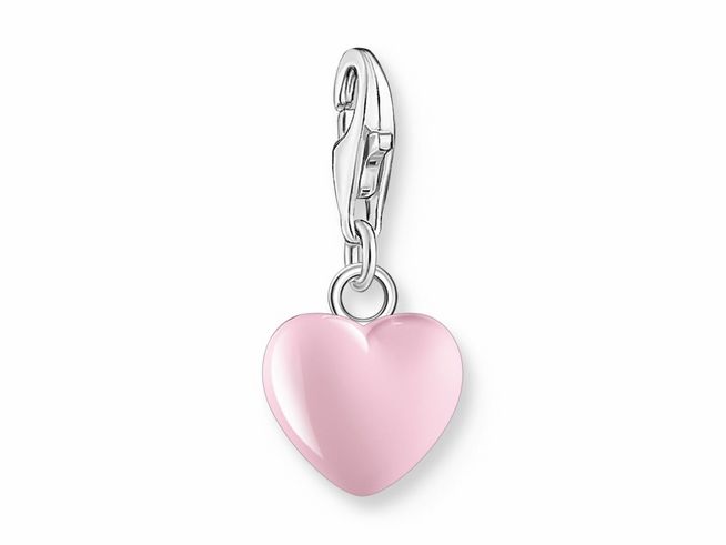 56972555-0 Charm-Anhänger von Thomas Sabo in Herzform aus Silber mit rosa-pinker Emaille-Oberfläche. Ideal für eine persönliche Schmuckkollektion und als Geschenk. Neuheiten für Schmuckliebhaber.