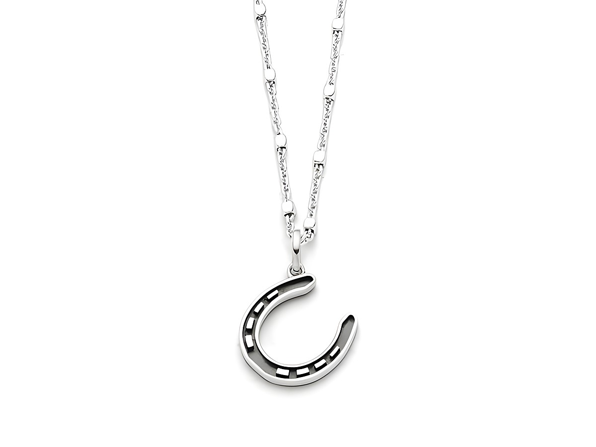 DUR Anhänger Pferdeglück Hufeisen P4526 aus rhodiniertem Sterling Silber, zartes Design mit glänzendem Hufeisen-Anhänger an einer eleganten Kette. Ideal für Pferdefreunde.