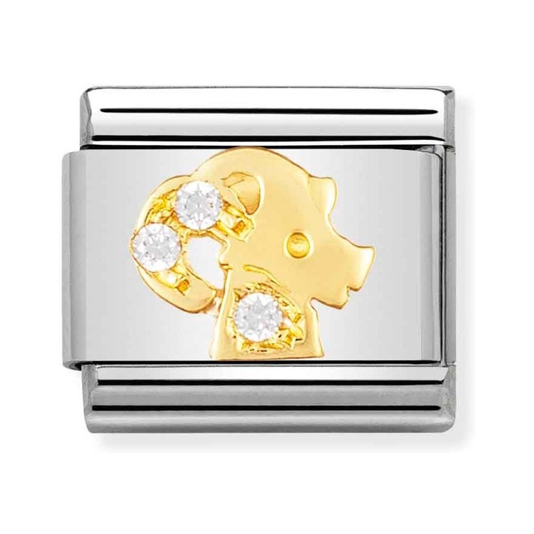Nomination Composable Classic Charm Sternzeichen Steinbock - Edelstahl, Gold 750 Gelbgold, Zirkonia