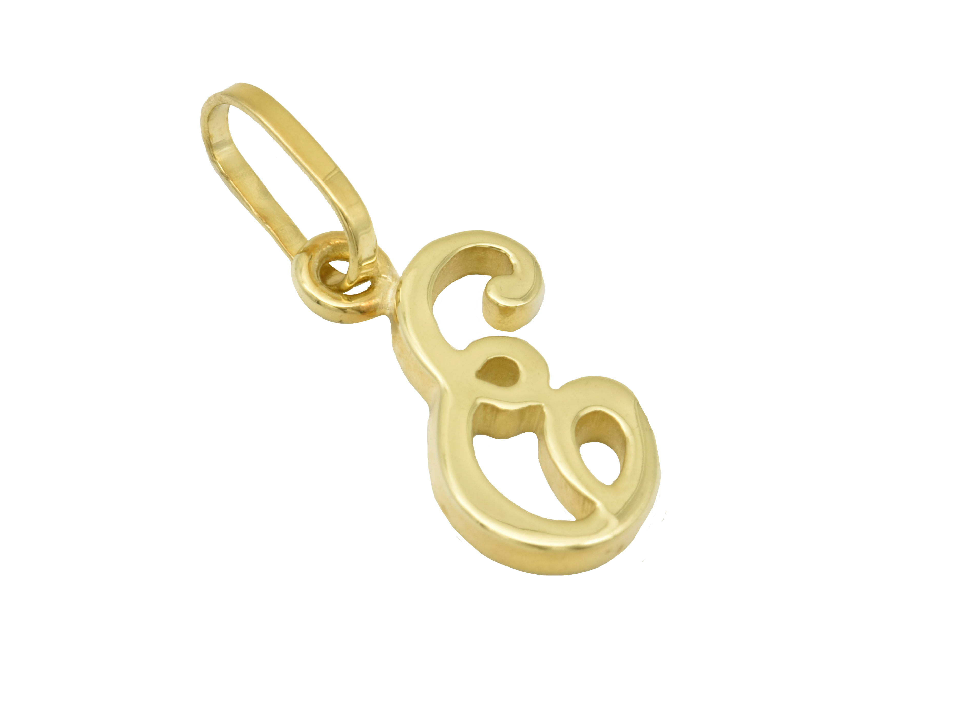 Buchstabenanhänger E aus Gelbgold 333, poliert, von Juwelier Harnisch, elegantes Design, ideal als persönliches Schmuckstück oder Geschenk.
