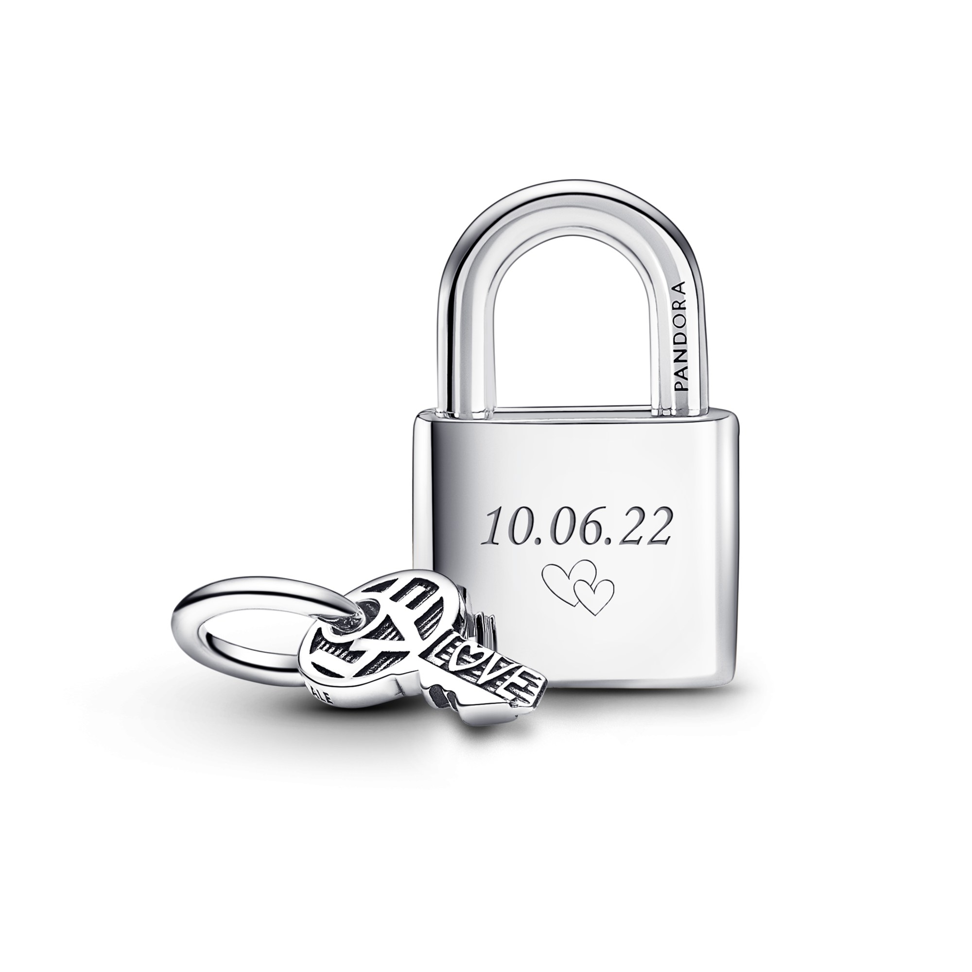 Pandora Vorhängeschloss & Schlüssel Charm beweglich - Silber - Zirkonia – Ansicht 2