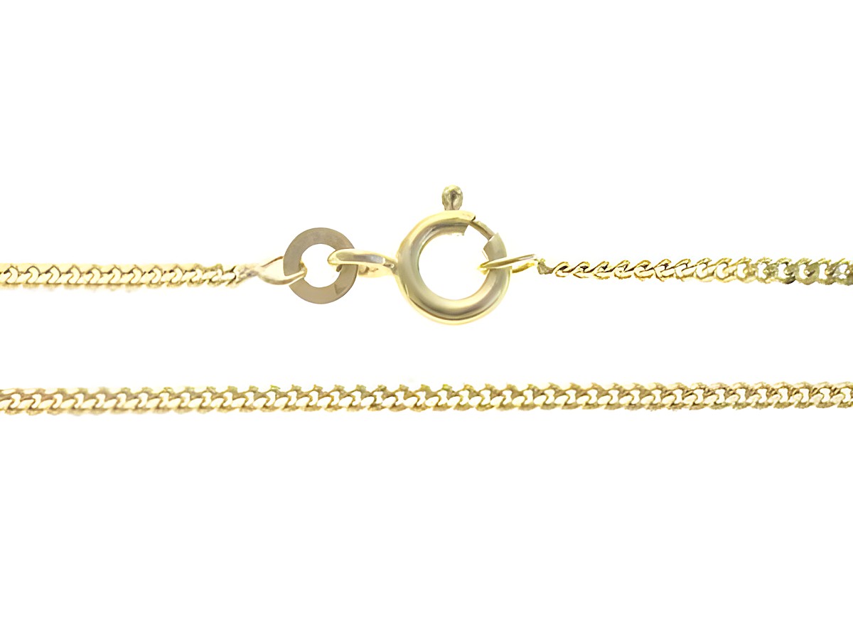 Panzerkette Gold Doublé Vergoldung in 36 cm Länge, 1,3 x 0,7 mm, mit klassischem Karabinerverschluss, hergestellt von Juwelier Harnisch, ideal für eleganten Schmuck.