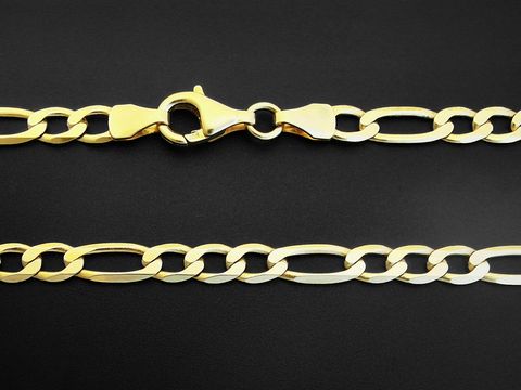 41877-0 Gold Kette Figaro 4,3 x 0,9 mm 50 cm 585 Gold mit Entwickler Harnisch, zeigt die hochwertige Verarbeitung und den edlen Glanz der Kette. Ideal für stilvolle Auftritte.