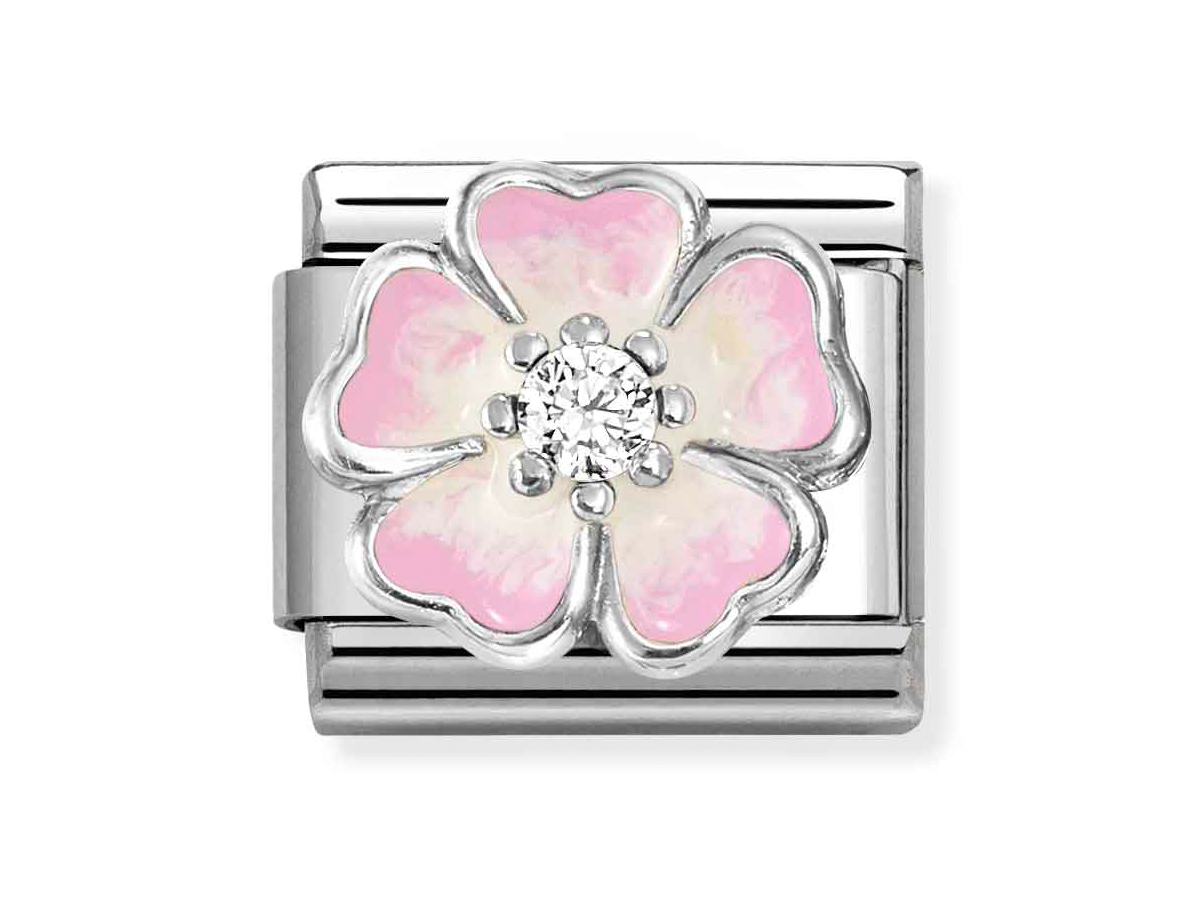 Nomination 330321 17 - CLASSIC Blüte aus Sterling Silber - Emaille & Zirkonia - Rosa-Weiß