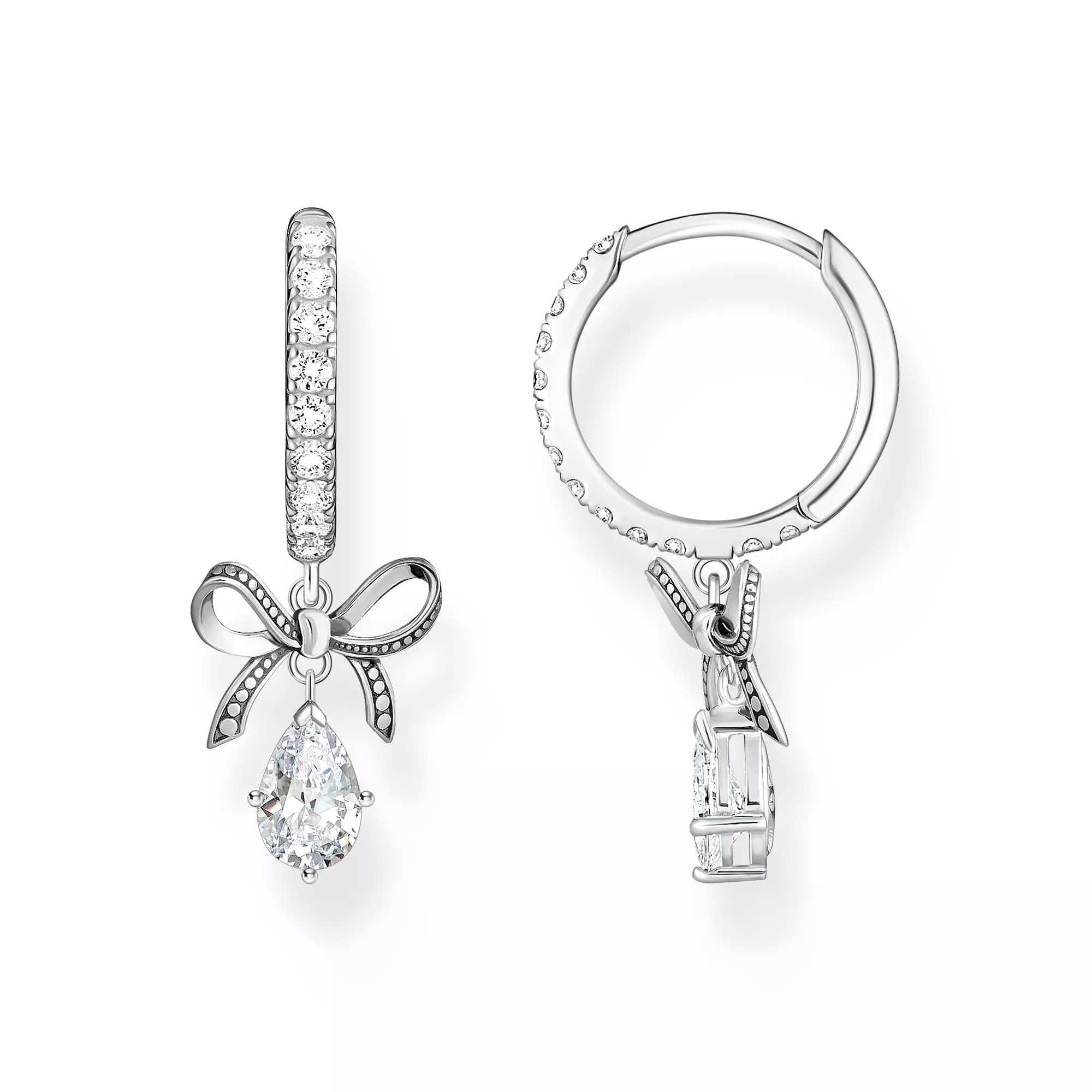Thomas Sabo Schleifen True Romance Creolen - Weiß - Silber gesch. + Zirkonia - Weiß – Ansicht 2