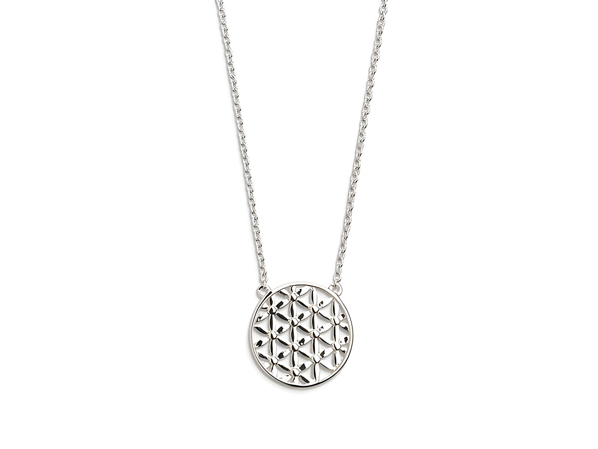 Xenox Sterling Silber Kette XS2898 in 40-45 cm mit Anhänger in Form der Lebensblume, filigrane Ankerkette mit detailliertem Muster, elegantes Accessoire.