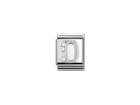 Sterling Silber Buchstabe O von Nomination Big, verziert mit funkelnden Zirkonia, edles Design für Armbänder, eleganter Schmuckartikel aus hochwertigem Silber.