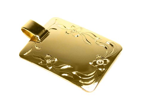 Echter Gold Anhänger 333 23x18 mm mit dekorativer Gravurplatte, Hersteller Juwelier Harnisch, ideal für persönliche Gravuren, elegant und zeitlos im Design.