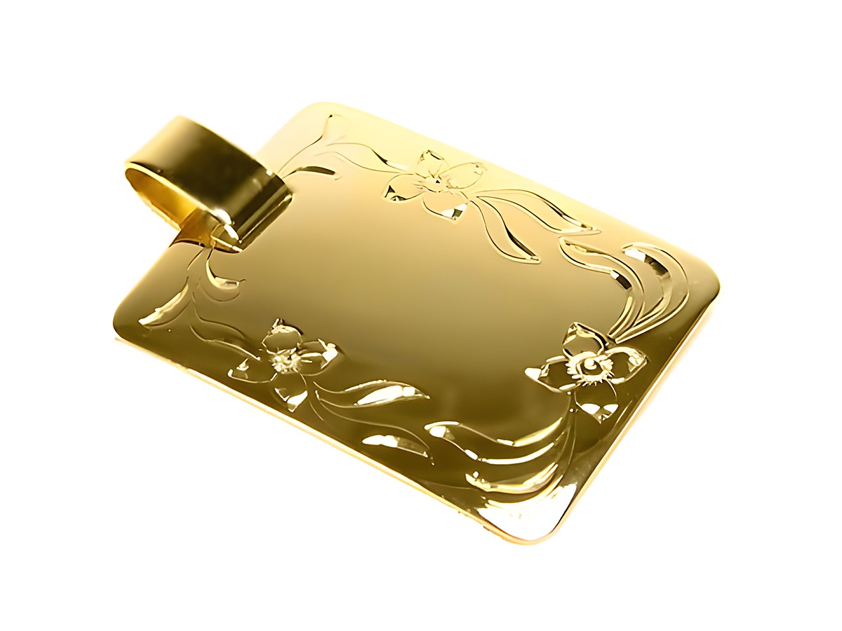Echter Gold Anhänger 333 23x18 mm mit dekorativer Gravurplatte, Hersteller Juwelier Harnisch, ideal für persönliche Gravuren, elegant und zeitlos im Design.
