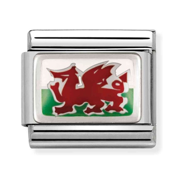 Nomination Composable Classic Charm Flagge Wales - Edelstahl, Silber 925, Emaille