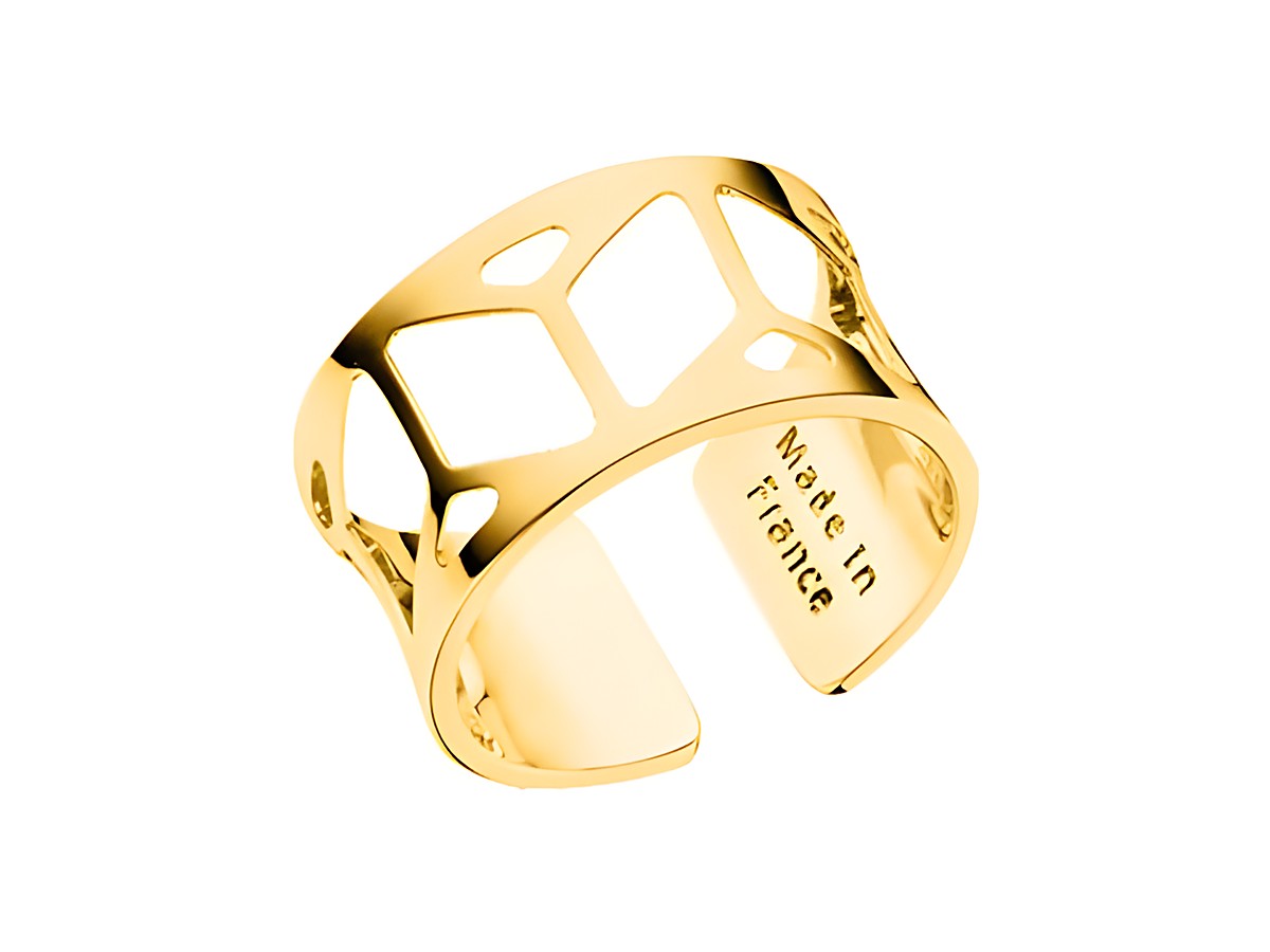 Ring von Les Georgettes in Gold mit feinem Résille-Muster, 12 mm breit, Größe S 52-54, elegant und modern, ideal für jeden Anlass.