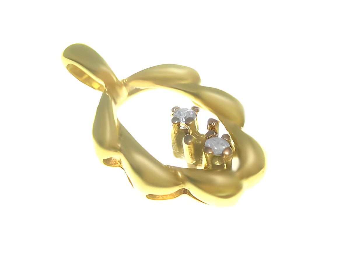 Gold Anhänger mit polierter Oberfläche und zwei Diamanten mit insgesamt 0,04 ct vom Hersteller Juwelier Harnisch, ideale Ergänzung für elegantem Schmuck.