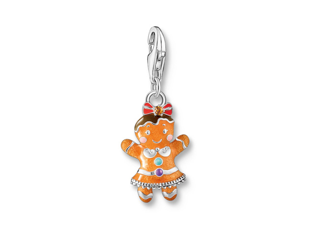Thomas Sabo 2200-691-7 Lebkuchen-Mädchen Charm - Bunt - Silber geschw. + Emaille + Zirkonia Buntes Thomas Sabo Lebkuchen-Mädchen Charm aus Silber mit Emaille und Zirkonia, zeigt ein fröhliches Lebkuchenmädchen in einem dekorativen Kleid mit Schleife und bunten Akzenten.