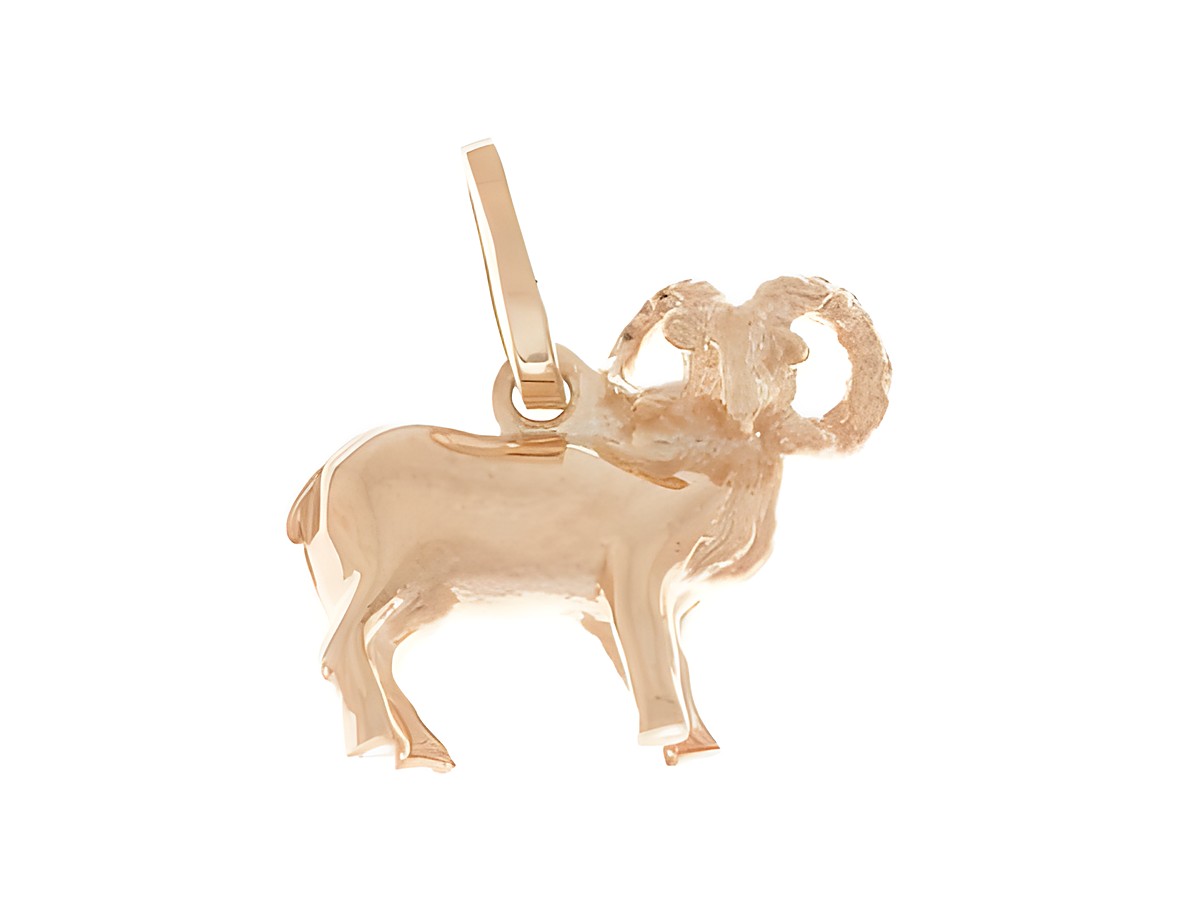 Widder Sternzeichen aus 925 Sterling Silber, rosé vergoldet und poliert, dargestellt in Form eines Anhängers, hergestellt von Juwelier Harnisch.