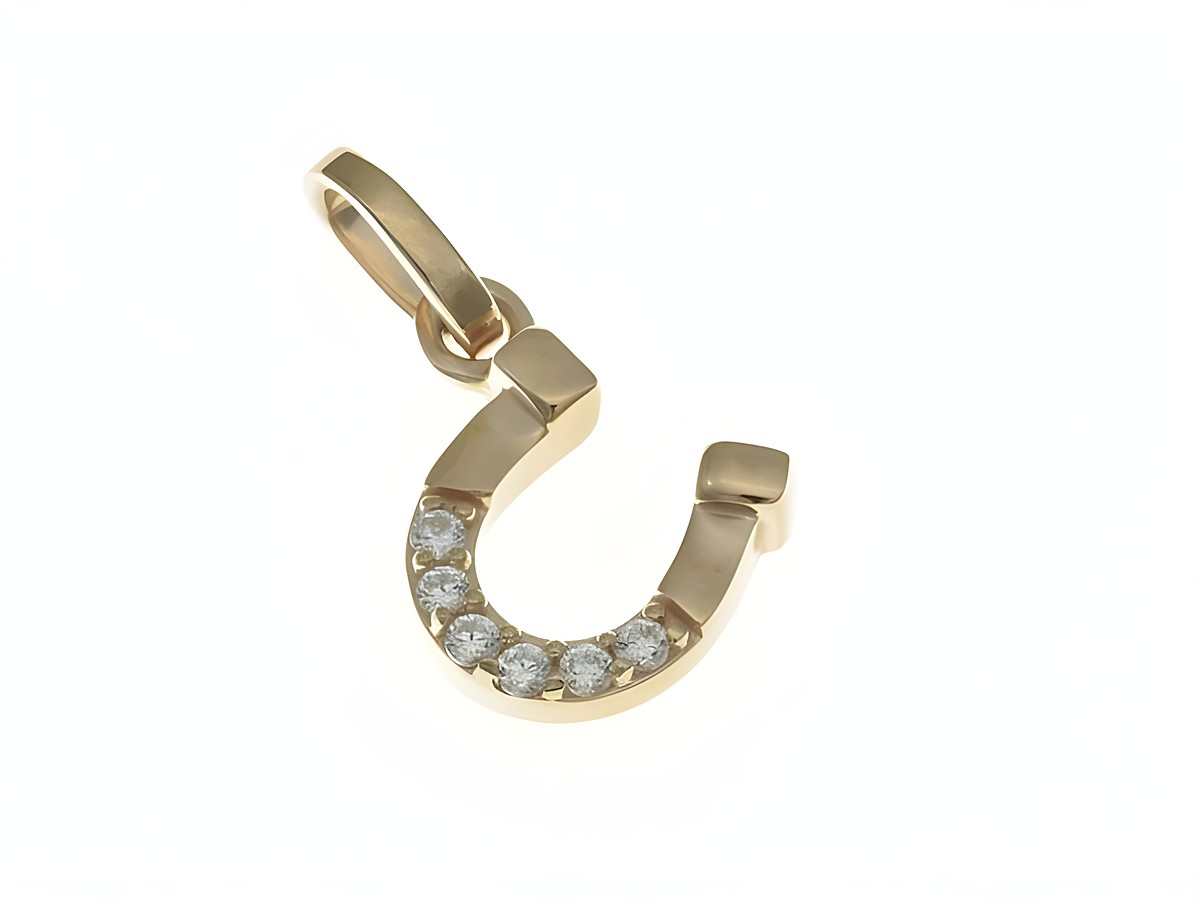 Hufeisen Anhänger aus Sterling Silber in Roségold mit Zirkonia, von Juwelier Harnisch, als Glücksbringer gestaltet, glänzend und elegant. Ideal für stilvolle Akzente.