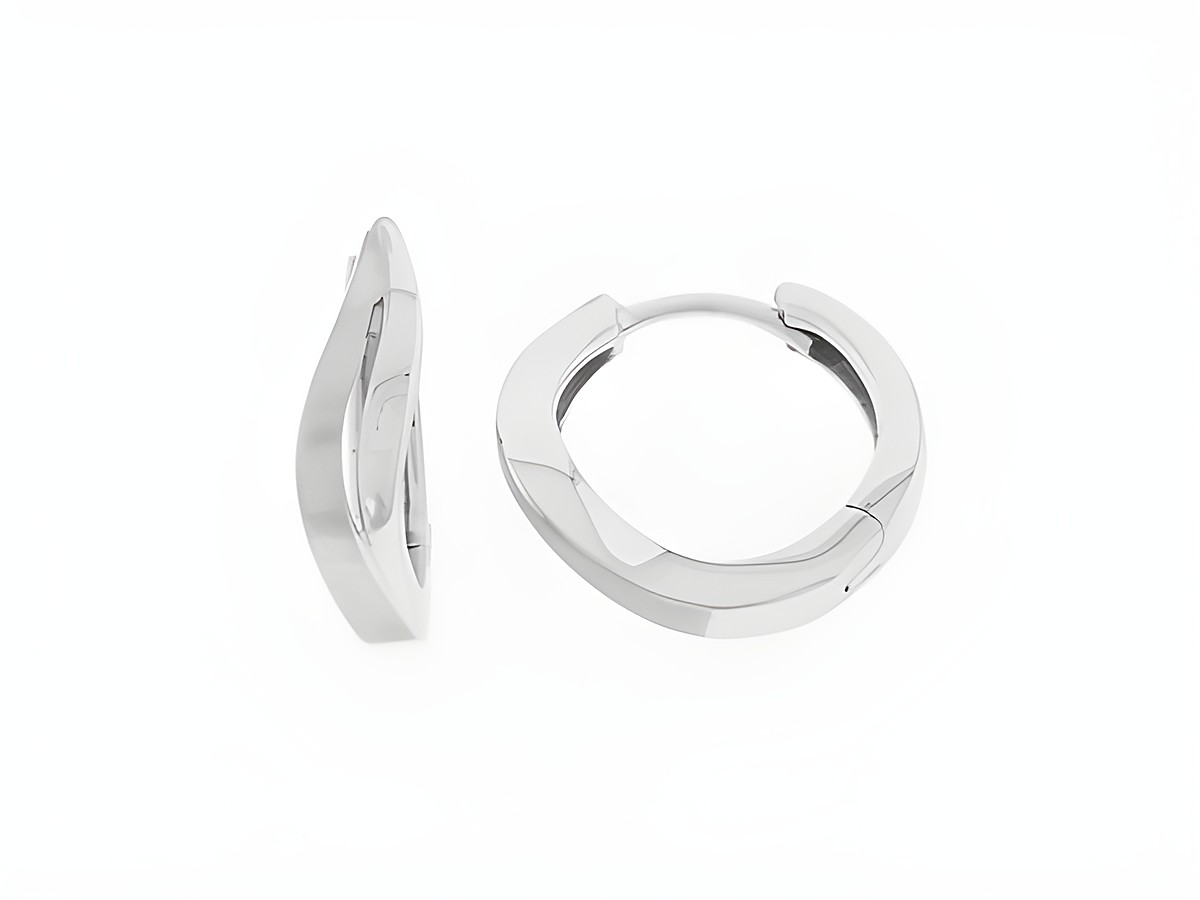 Silber Creolen in Wellenform, rhodiniert, Durchmesser 1,4 cm, hergestellt von Juwelier Harnisch, ideal für eleganten Schmuck, bis 15 mm.