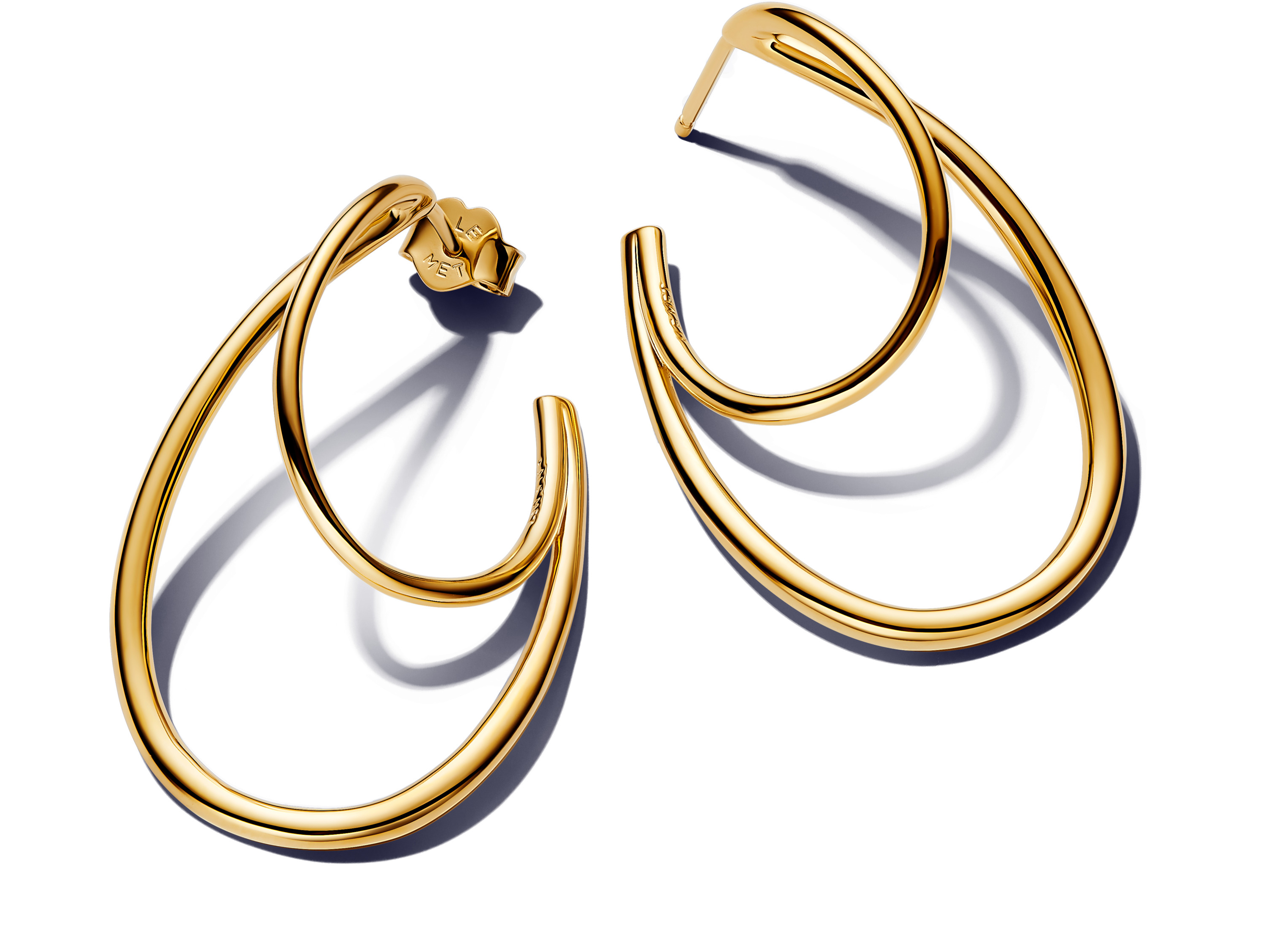 Pandora ESSENCE 263870C00 - organisch geformte Doppelring-Ohrringe - Gelbgold Vergoldung 