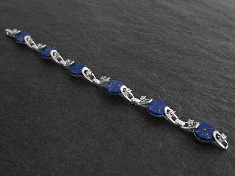 33707-0 Silberarmband 19 cm Design Sodalith Zirkonia weiß, Hersteller Juwelier Harnisch, mit elegantem Sodalith und funkelnden Zirkonia-Steinen, perfekt für jeden Anlass.