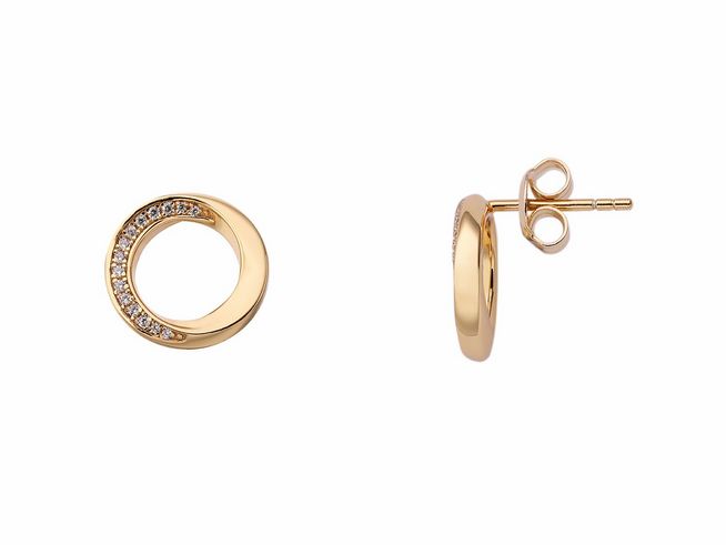 Xenox Sterling Silber Ohrringe XS2126G CLASSIC CIRCLE in Gelbgold Vergoldung mit funkelnden Zirkonia. Elegantes, zeitloses Design für stilbewusste Frauen. Ideal für jeden Anlass.
