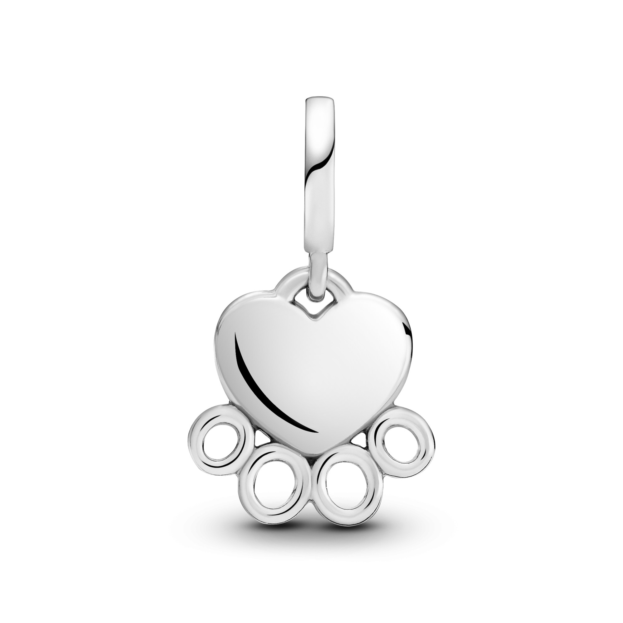 Pandora Charm Anhänger - Pfotenabdruck und Herz Silber Anhänger – Ansicht 3