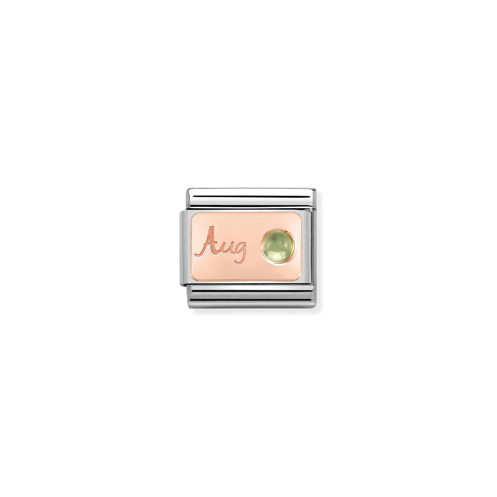 Nomination Composable Classic Charm Monatsstein August Peridot - Edelstahl, Gold 375 Roségold