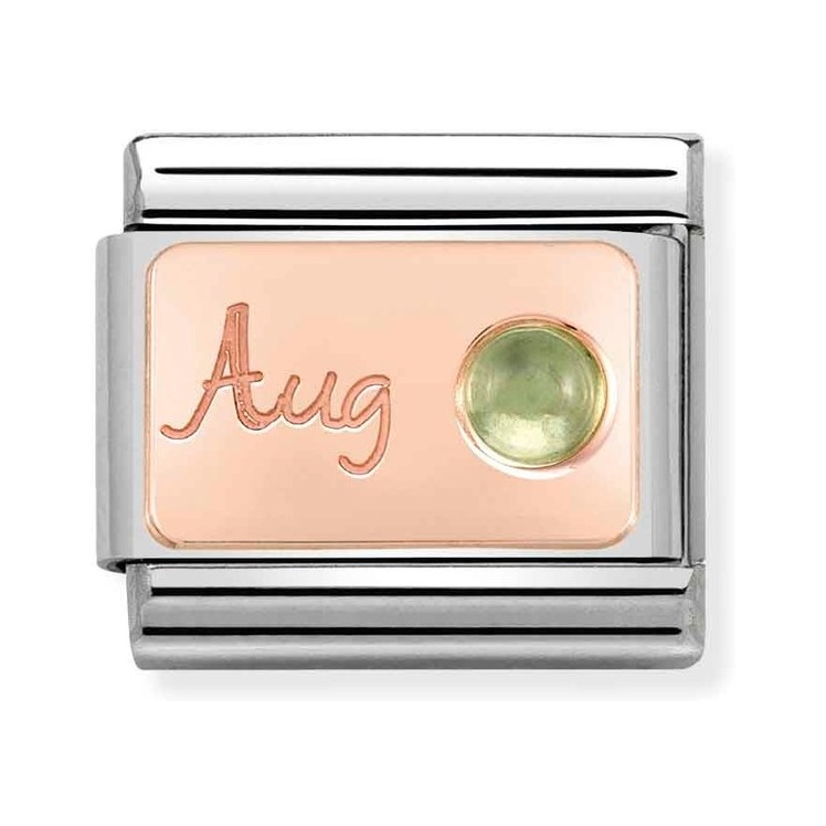 Nomination Composable Classic Charm Monatsstein August Peridot - Edelstahl, Gold 375 Roségold