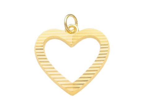 Herz Anhänger Doublé vergoldet mit Gravur Linien Muster von Juwelier Harnisch, eleganter und stilvoller Schmuck, ideal als Geschenk oder für den eigenen Schmuckkasten.