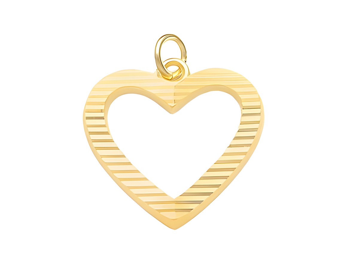 Herz Anhänger Doublé vergoldet mit Gravur Linien Muster von Juwelier Harnisch, eleganter und stilvoller Schmuck, ideal als Geschenk oder für den eigenen Schmuckkasten.